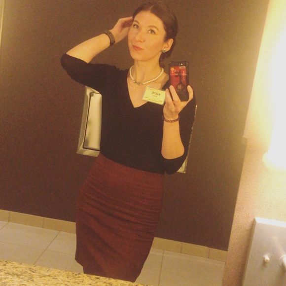 Burgundy H&M Pencil Skirt - Picture 3 of 7